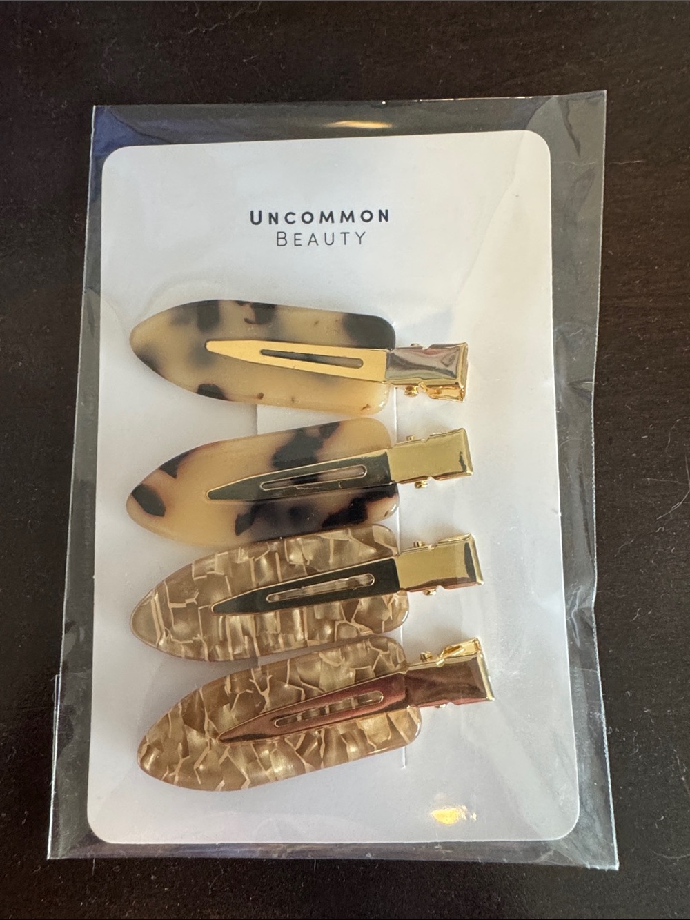 Uncommon James Tortoiseshell and Gold hairclips Set nwt